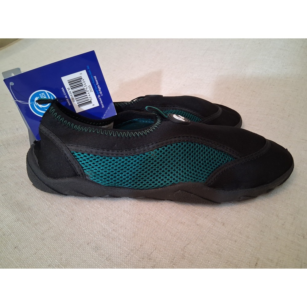 BlueWater Beach Aqua Shoe Mens 9-10 Black Green Good Water Sport BB0434 M New - Picture 4 of 8